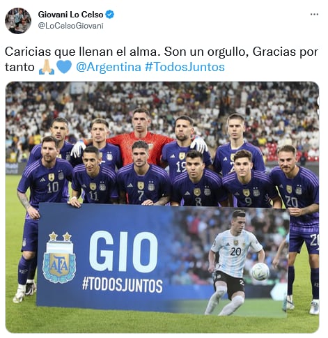 El jugador agradeció el gesto de la Scaloneta. Twitter