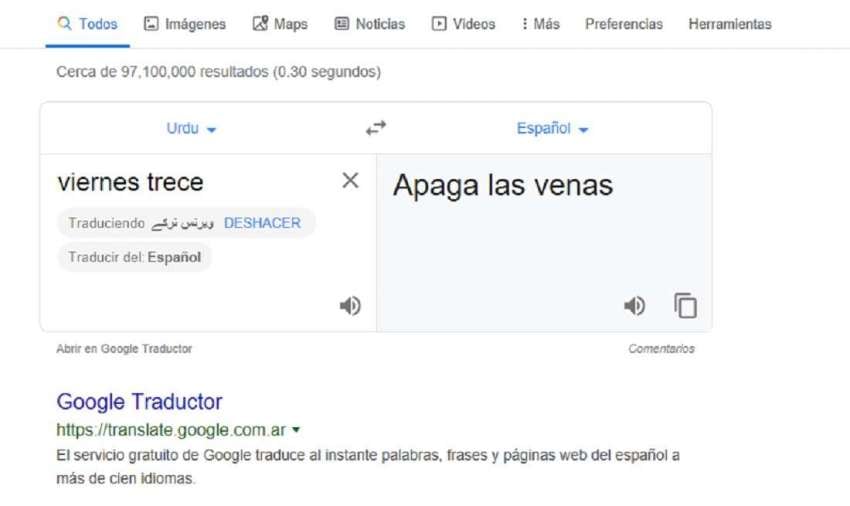 El macabro mensaje que aparece en el traductor de Google si buscas "Viernes 13"