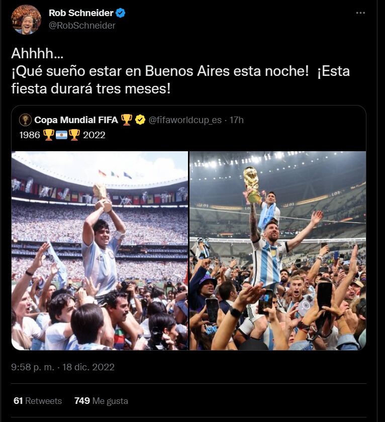 Figuras Internacionales celebraron el triunfo de Messi y la Scaloneta