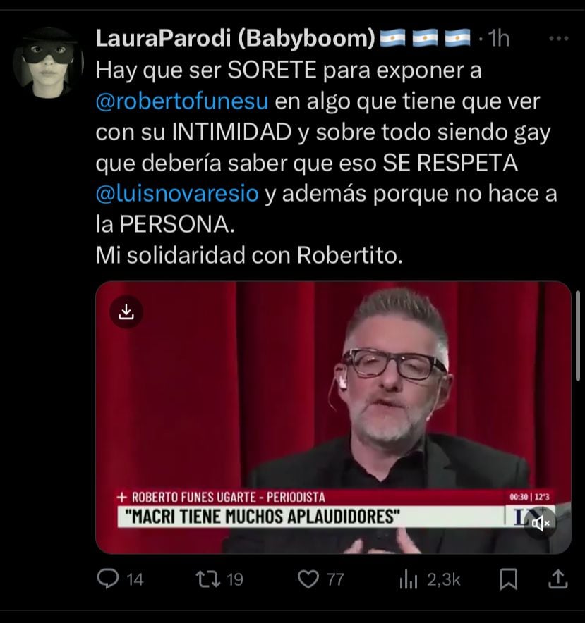 Repudiaron en redes la pregunta de Luis Novaresio a Robertito Funes