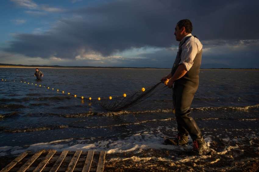 Laguna de las Salinas, de dónde se rescataron más de 1.000 peces, está casi desaparecida por la sequía . Foto: Ignacio Blanco / Los Andes.