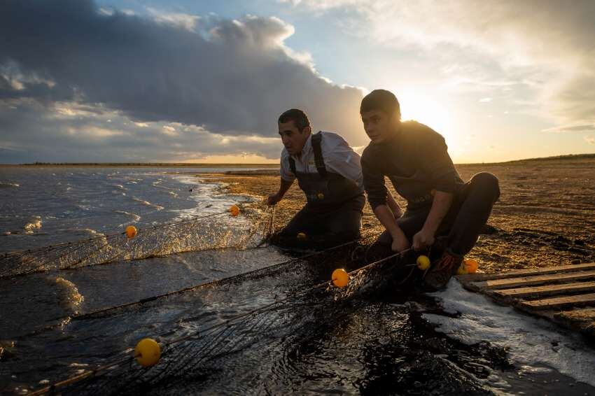 Laguna de las Salinas, de dónde se rescataron más de 1.000 peces, está casi desaparecida por la sequía . Foto: Ignacio Blanco / Los Andes.