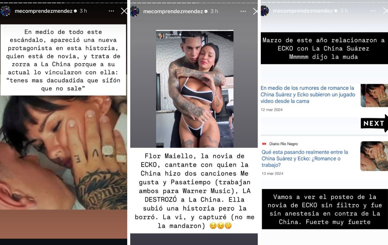 La novia de Ecko liquidó en redes a la China Suárez al estilo Wanda Nara.