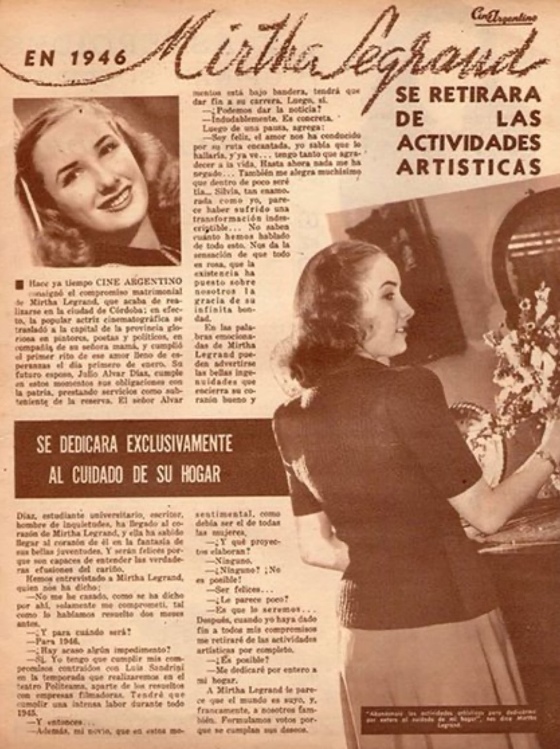 La nota que marcó su carrera en 1945.