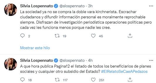 Silvia Lospennato en Twitter