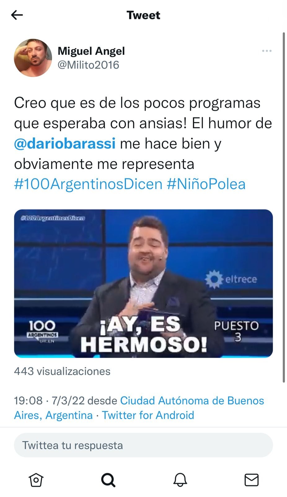 Darío Barassi regresó a la conducción de 100 Argentinos Dicen.