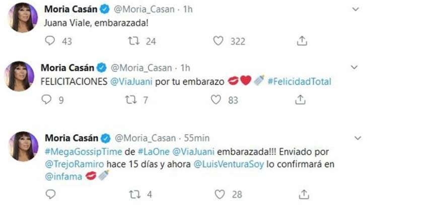 
Así confirmaba Moria el embarazo de Juanita Viale
