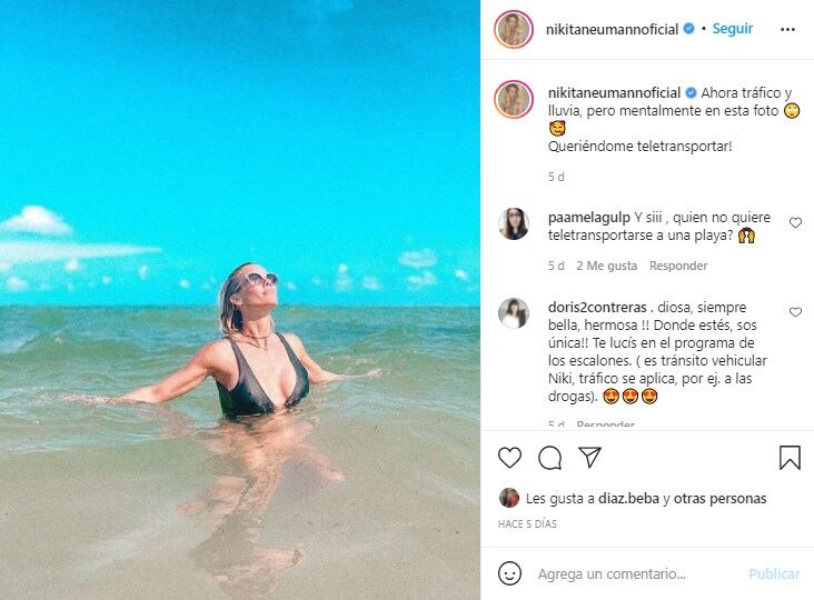 Nicole Neumann y una malla cavada con la subió la temperatura de Instagram