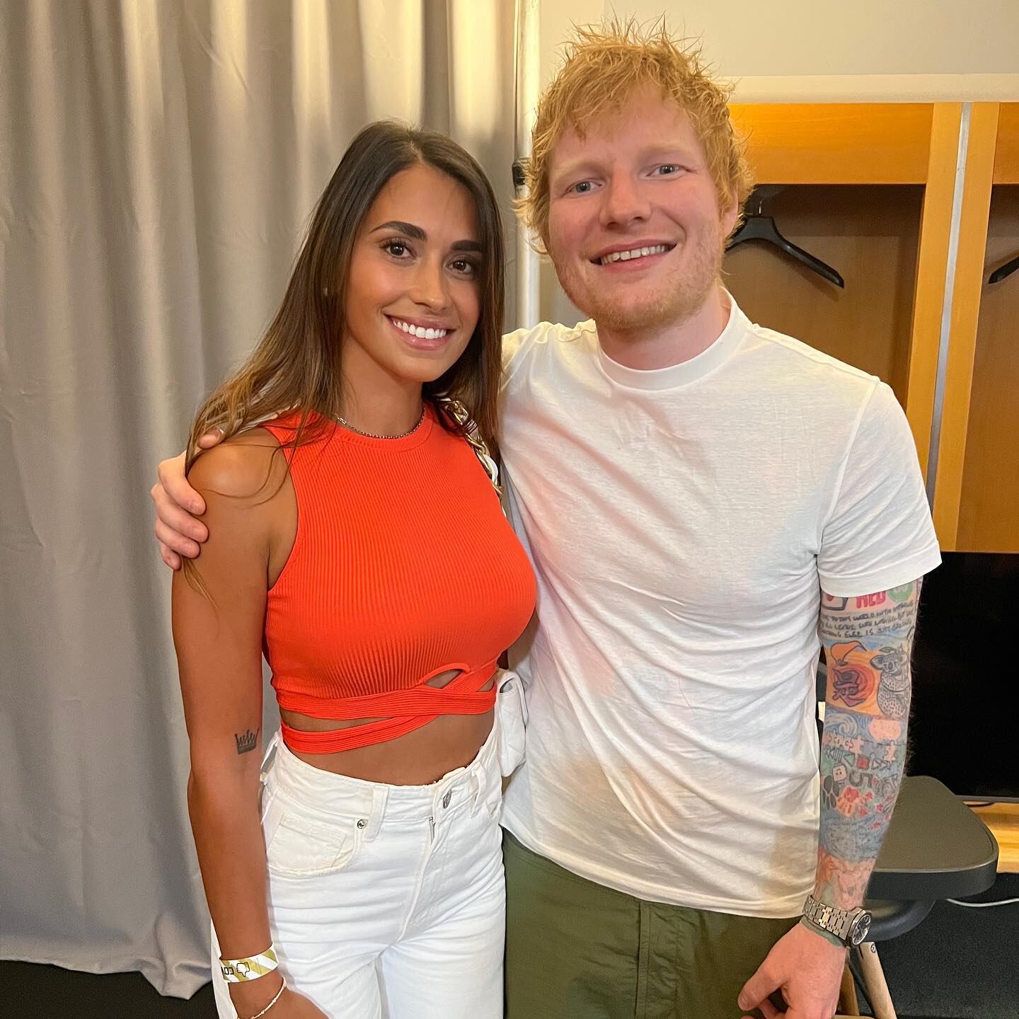 Antonela Roccuzzo se sacó la foto con Ed Sheeran que tanto quería