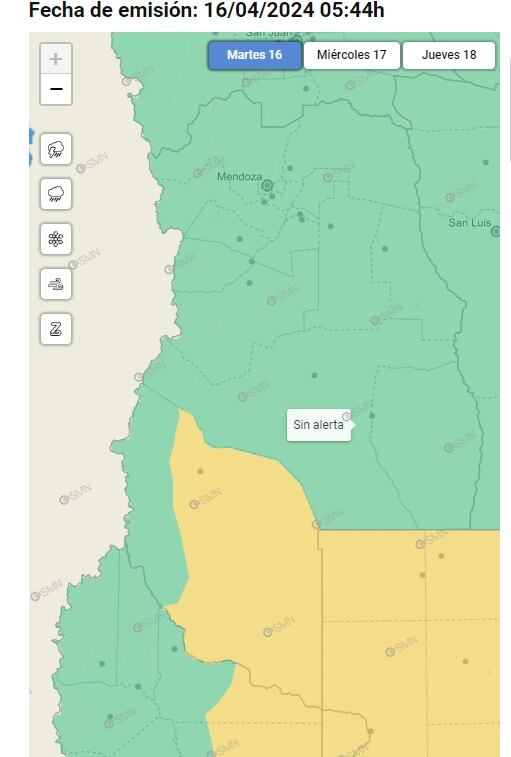 Alerta amarilla por viento en Malargüe (SMN)