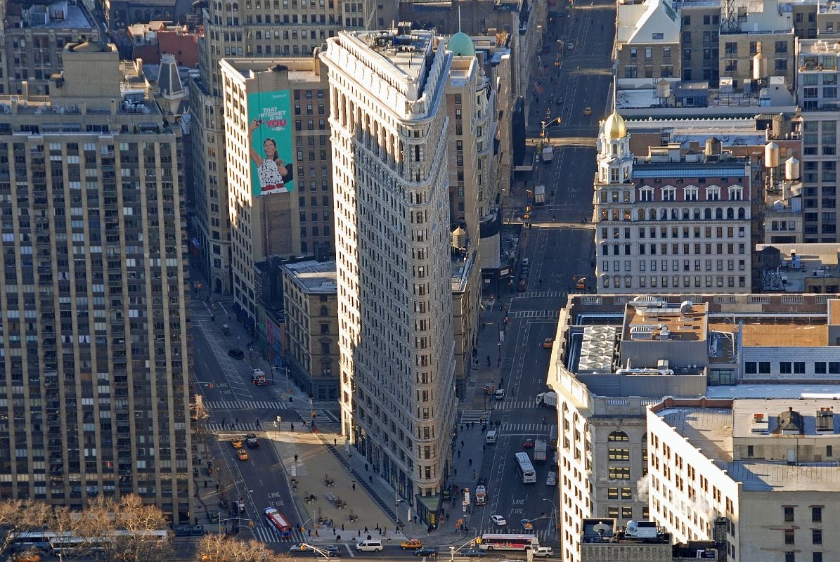 El emblemático edificio Flatiron es una de los rascacielos más antiguos de la zona de Manhattan.