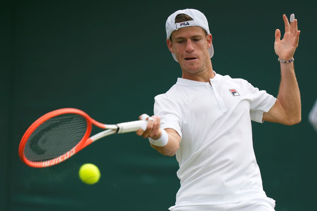 Diego Schwartzman durante su segunda presentación en Wimbledon frente al británico Liam Broady. (AP)