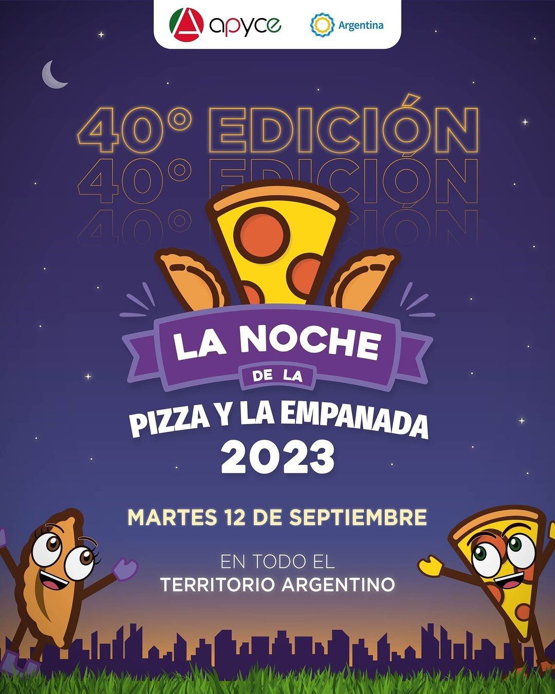 Hoy comienza "La Noche de la Pizza y la Empanada". Foto: apyce.ar - Instagram.