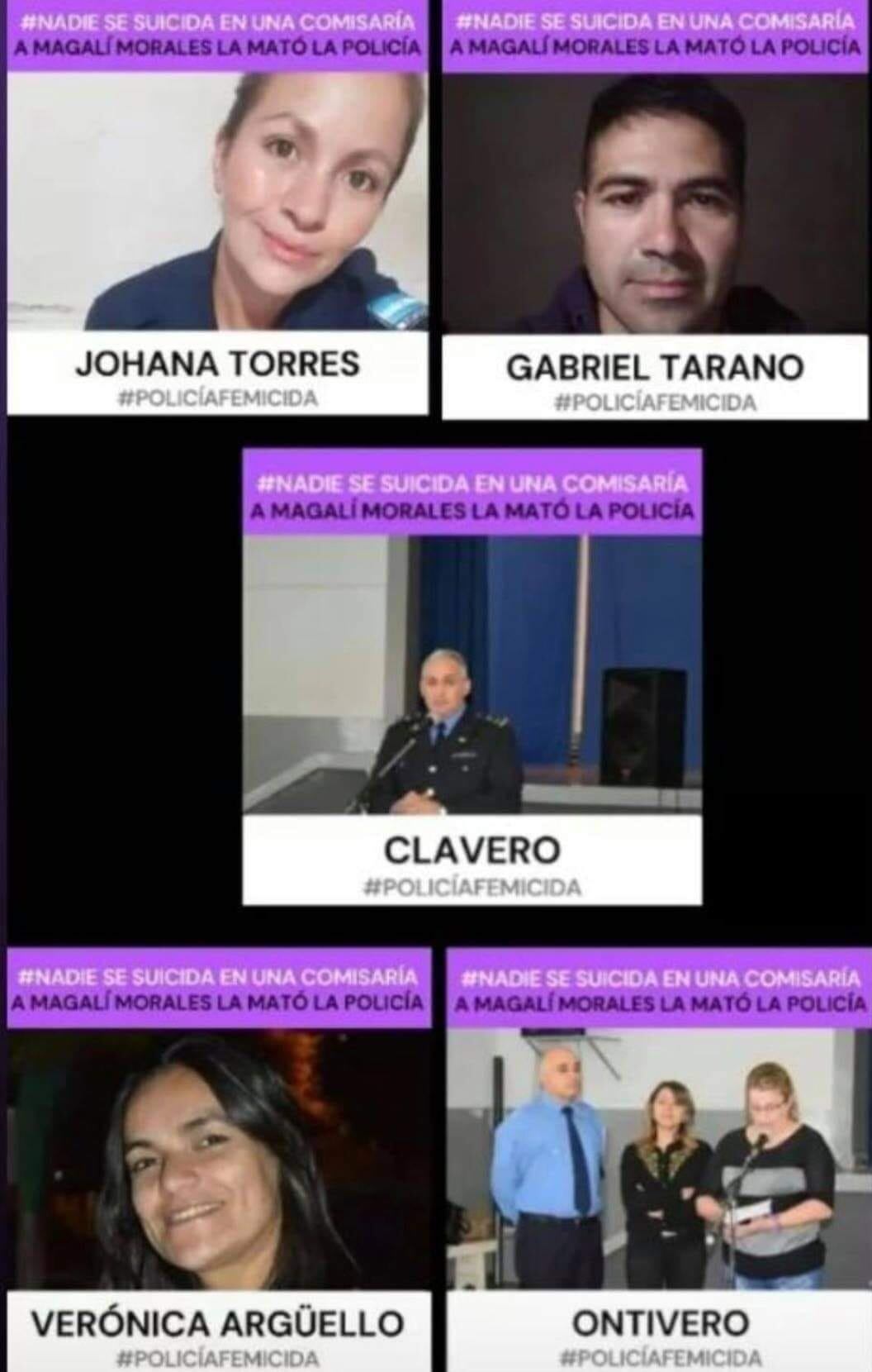 Los cuatro ex policías procesados por la muerte de la mendocina Magaí Morales. Facebook