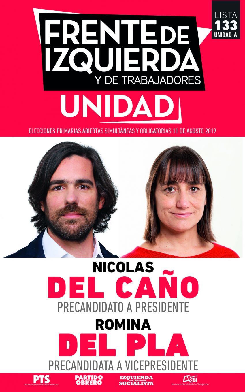 
El FIT destaca la palabra “unidad”, ya que por primera vez reúne a casi toda la izquierda.
