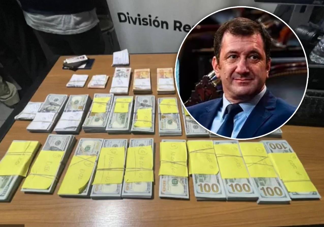 Detuvieron al senador Kueider con U$S 200 mil sin declarar en Paraguay (Collage).