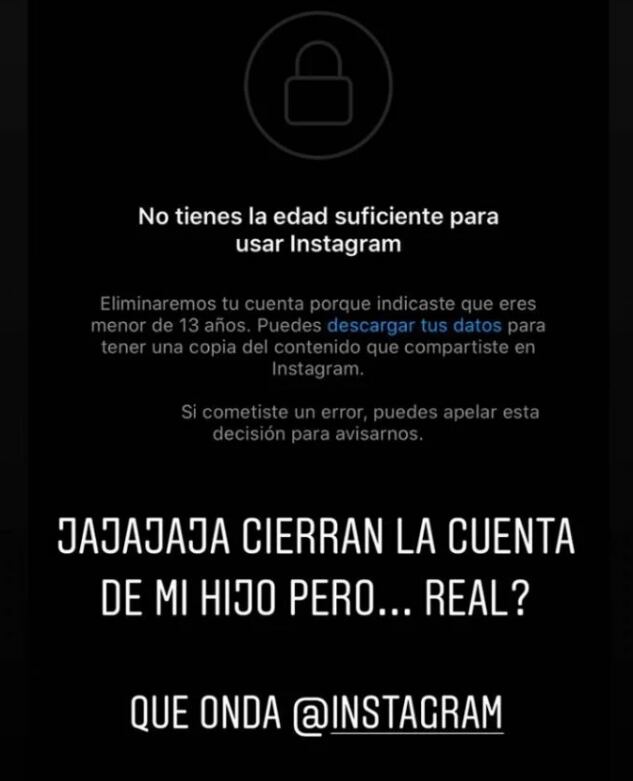 Gianinna enojada con Instagram.