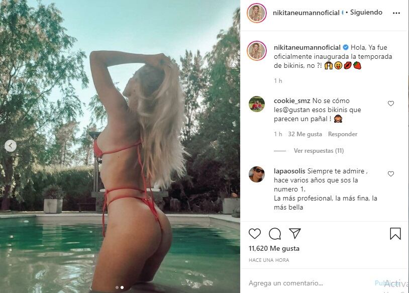 Nicole Neumann en su pileta