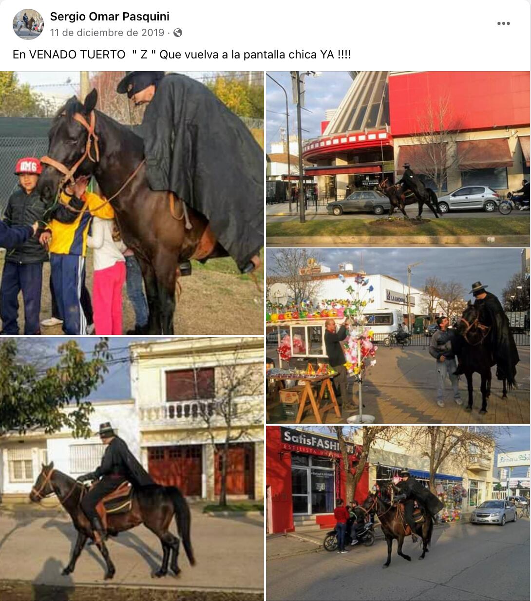 Hace dos años un santafesino pedía a caballo y de negro por la vuelta de El Zorro a la TV