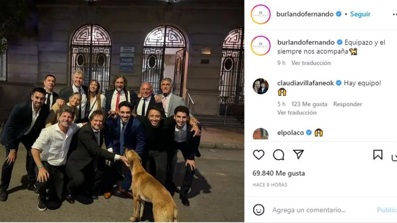 Algunos de famosos como Claudia Villafane o los cantantes El Polaco y Ariel Puchetta comentaron el posteo. Gentileza: TN.