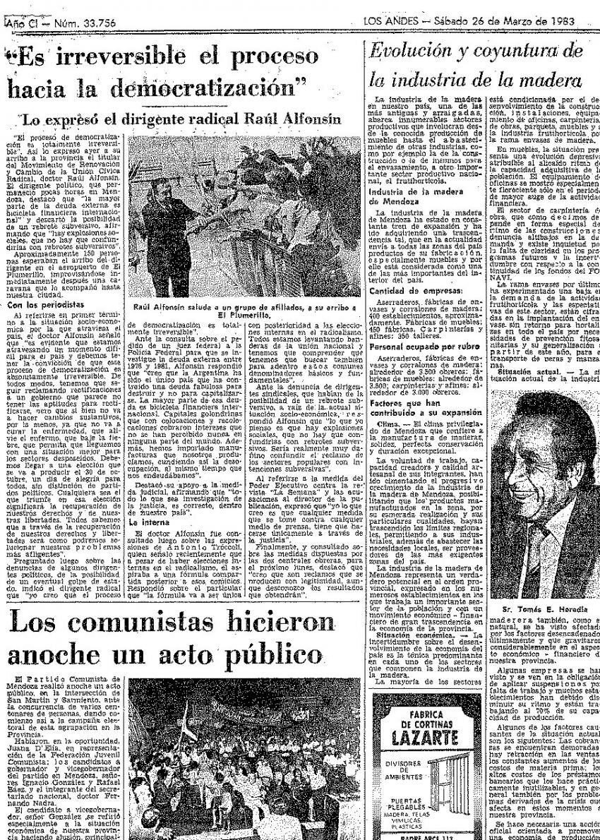 
    En archivo. La página de Los Andes donde se registra este momento histórico.
   