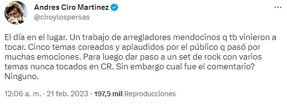 El descargo de Ciro en Twitter. Foto: captura de pantalla.