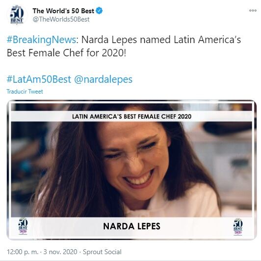 Narda Lepes y su premio internacional