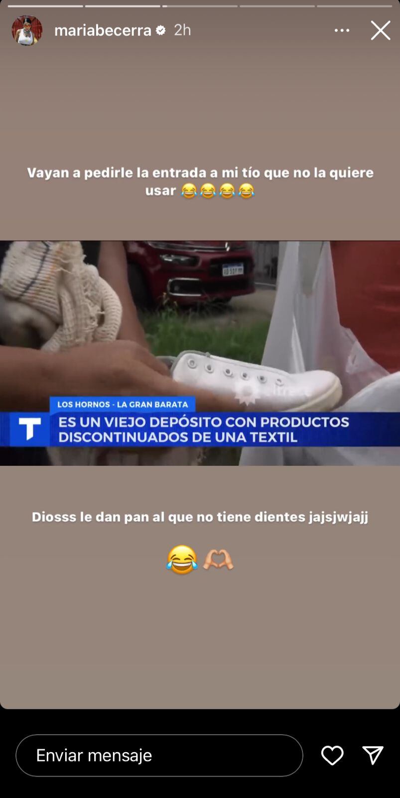 La divertida reacción de María Becerra al ver a su tío en televisión. Captura de pantalla.