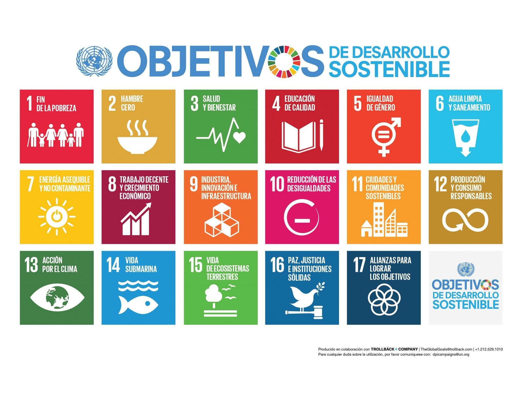 Los 17 Objetivos de Desarrollo Sostenible de la Agenda 2030 de la ONU abarcan metas sociales, económicas y ambientales que buscan cerrar la brecha de género, erradicar el hambre, promocionar la acción climática o buscar la paz y la transparencia, entre otros propósitos.