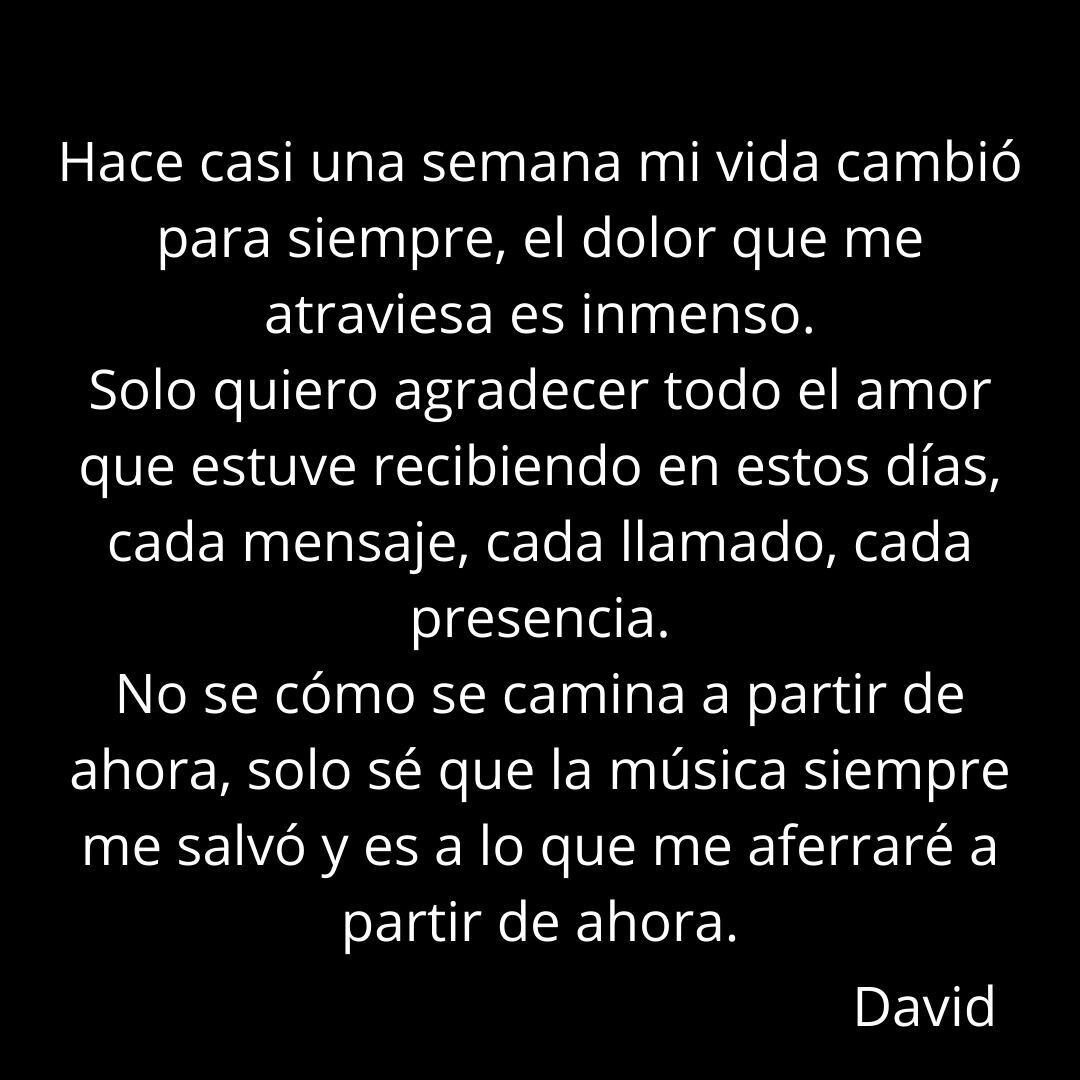 El conmovedor mensaje de David Lebon.