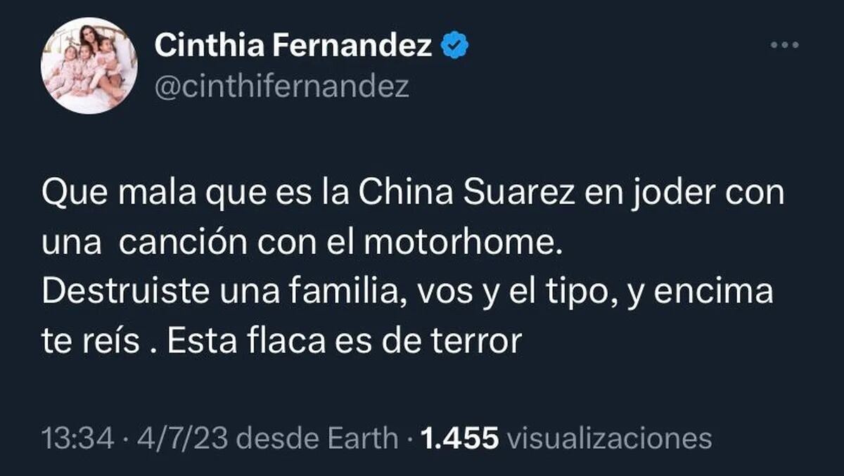 Cinthia Fernández destrozó a la China Suárez.