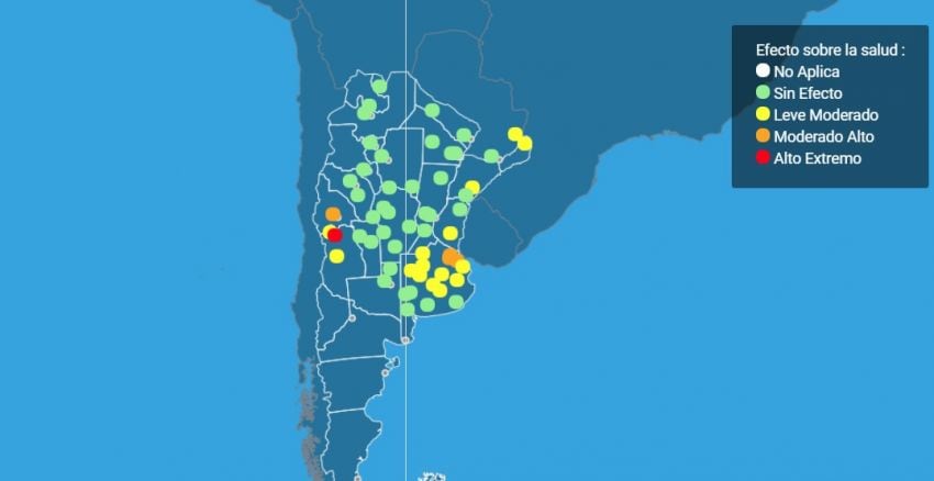 
    El mapa de alertas por el calor. En rojo, sólo Mendoza
   