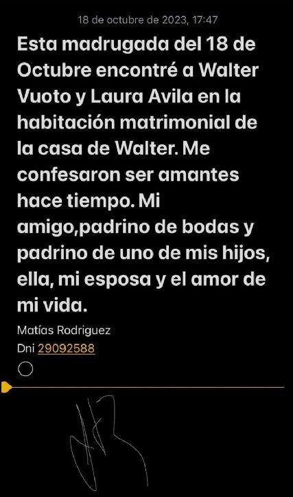 El mensaje de Matías Rodríguez antes de quitarse la vida. Foto Captura: X / @PonzistaAnti