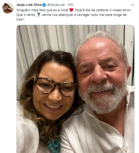 El posteo que Janja le dedicó a Lula Da Silva en las horas previas a su casamiento.