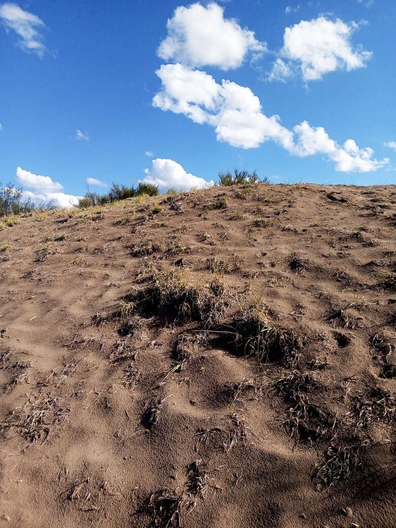 Un mirador huarpe de arena en el paisaje agreste de Lavalle