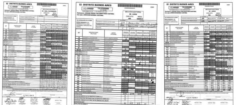 
Imagen con ejemplos de los telegramas compartidos en redes sociales con cero votos, tachados o borrados.
