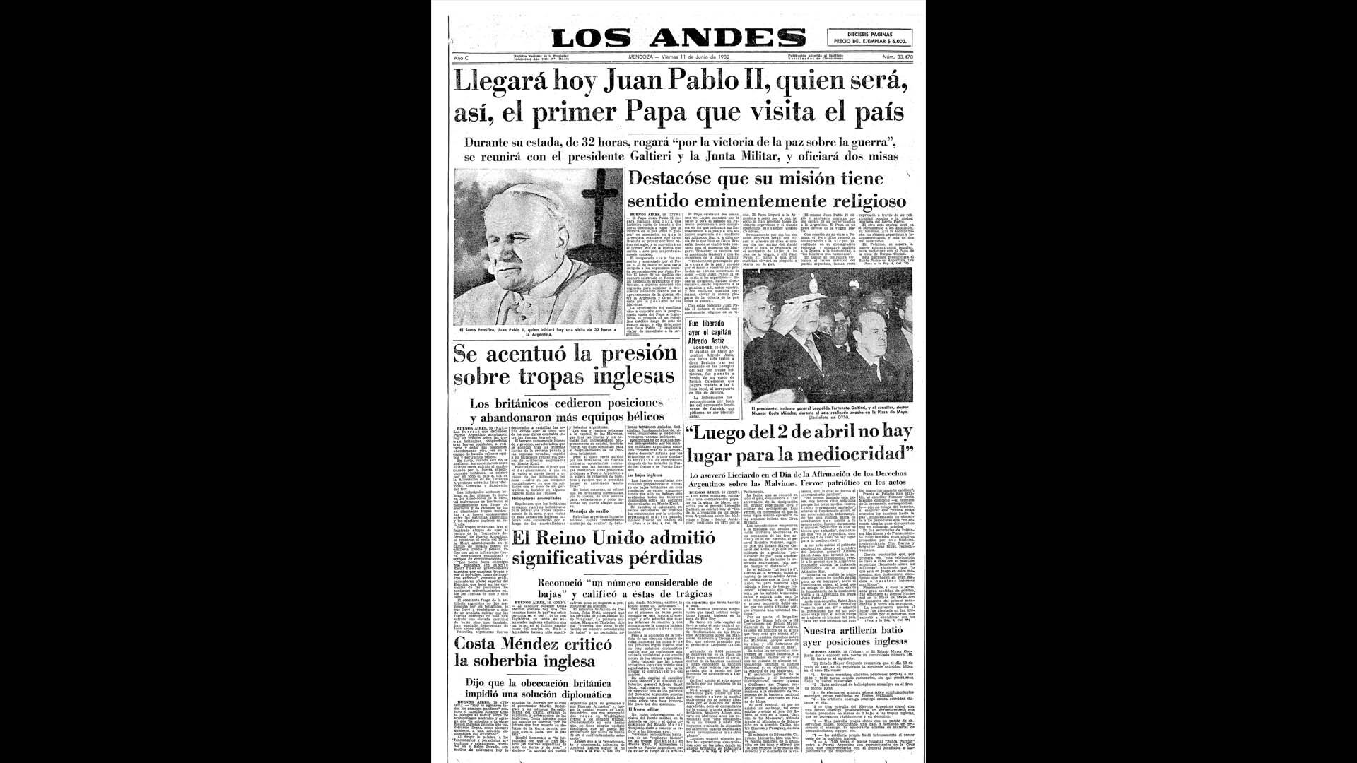 Un recorrido día a día por las portadas del medio más importante de Mendoza, para conocer el pulso diario de la guerra que enluteció a todo el país.