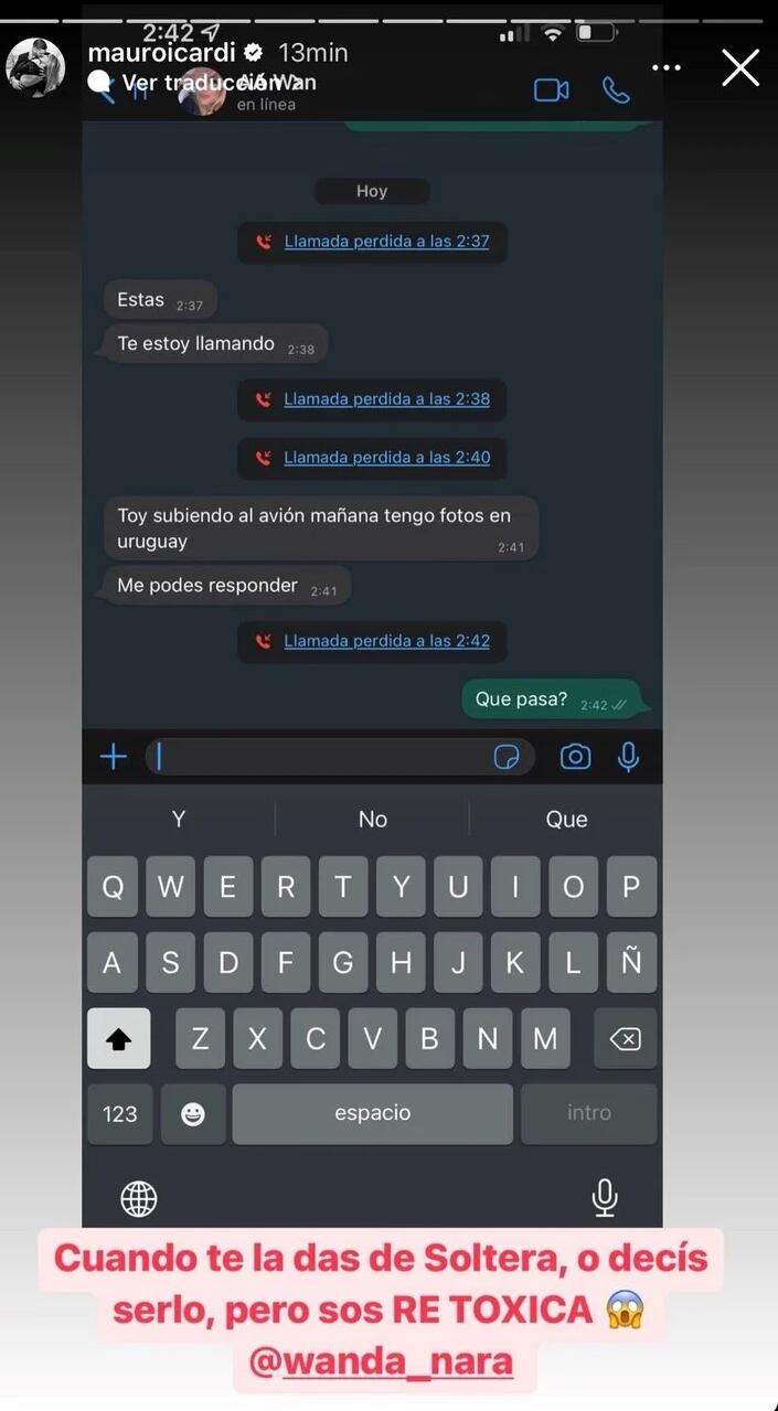 Los chats de Wanda Nara y Mauro Icardi (Captura de pantalla)