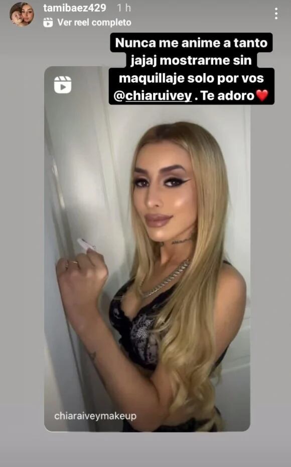 Tamara Báez se mostró sin maquillaje en Instagram