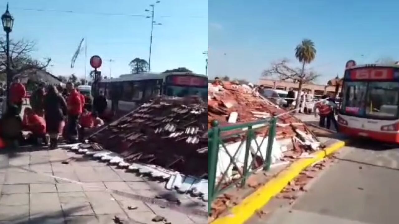 Testigos registraron el destrozo que ocasionó la colisión del colectivo en una parada del centro de Tigre. Foto: Redes