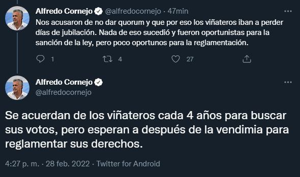 Tuit de Alfredo Cornejo