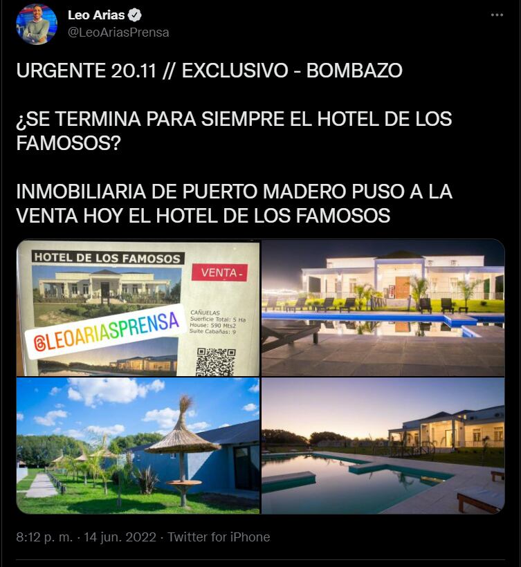 Venden El hotel de los famosos