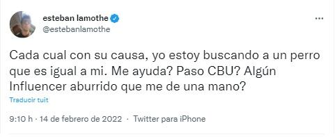 Esteban Lamothe y su reacción divertida ante un perro perdido que es igual a él