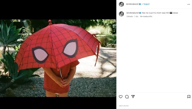 El hijo de la actriz es fan de Spider Man y no sabe que su madre hizo de Mary Jane.