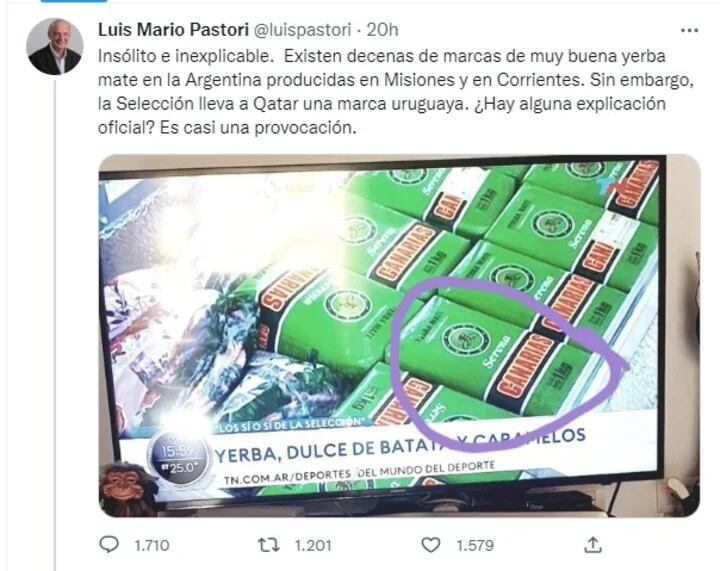 La Selección llevó a Qatar una yerba uruguaya y AFA tuvo que aclarar la situación. Twitter.