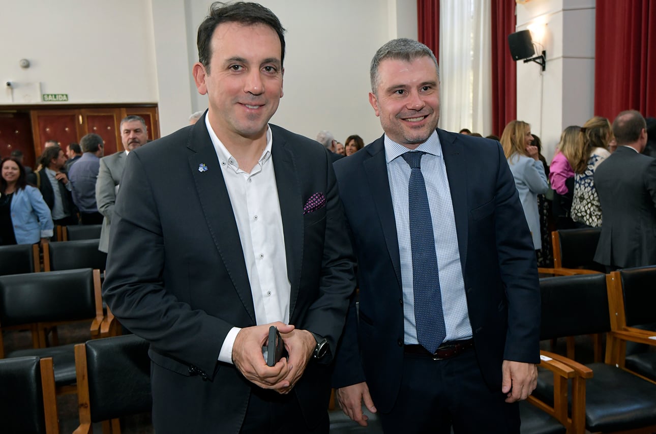 Acto de apertura del año Judicial 2023, en el Palacio de Justicia. 
El intendente Tadeo García Zalazar junto a Diego Costarelli
Foto : Orlando Pelichotti