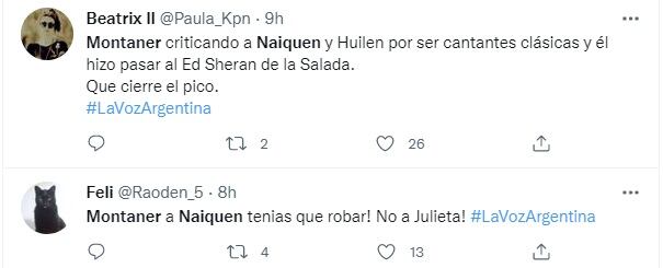 Montaner fue tendencia por criticar a Huilén y Naiquén (Team Soledad) en La Voz Argentina / Twitter