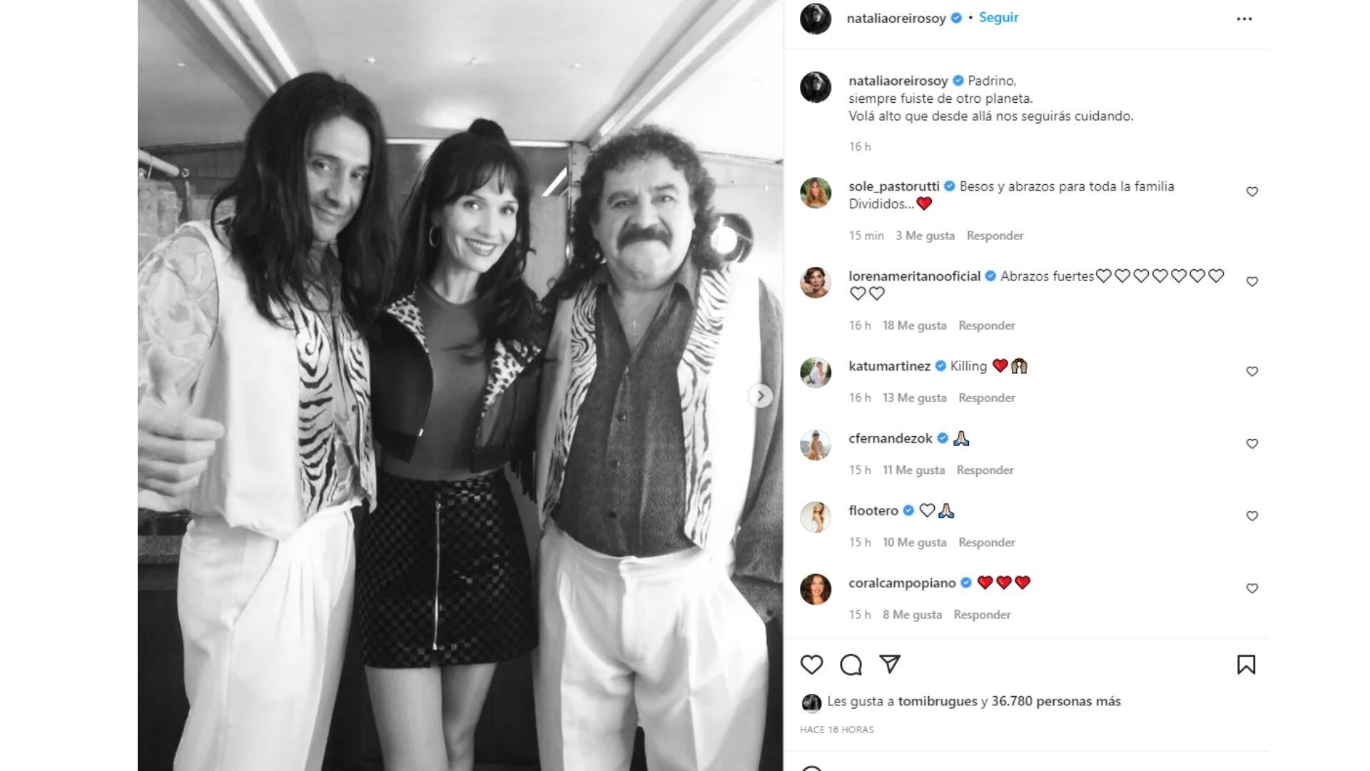 Natalia Oreiro despidió al histórico manager de Divididos, Jorge “Killing” Castro.