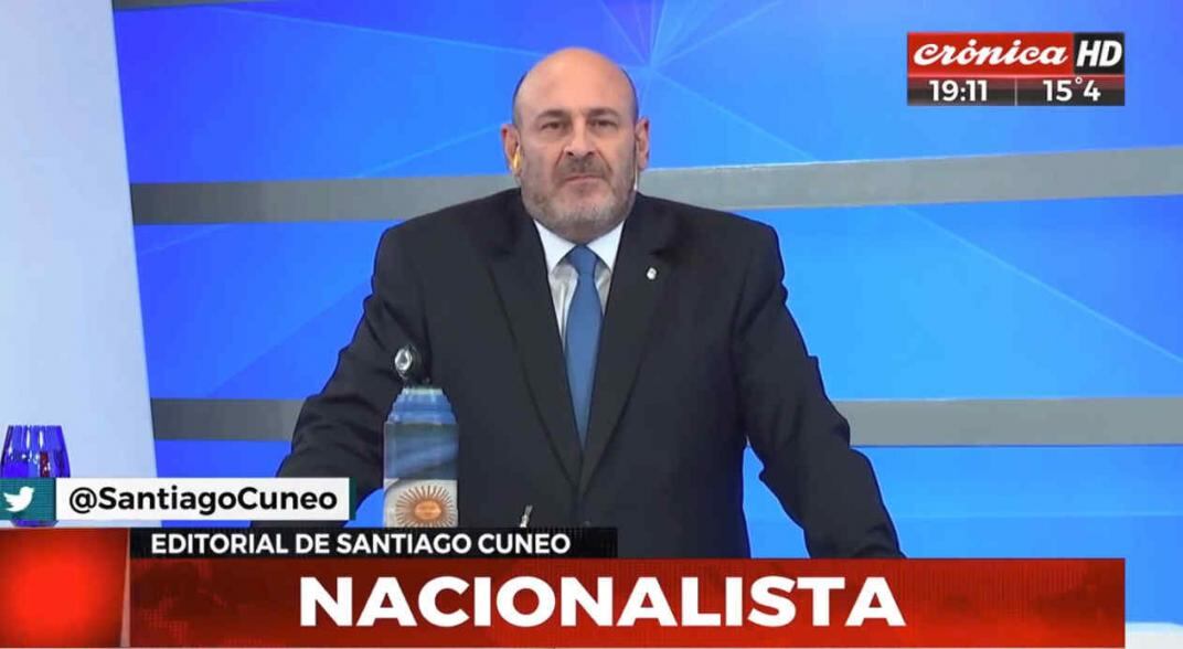 Santiago Cuneo durante su polémico editorial. (Captura de video)