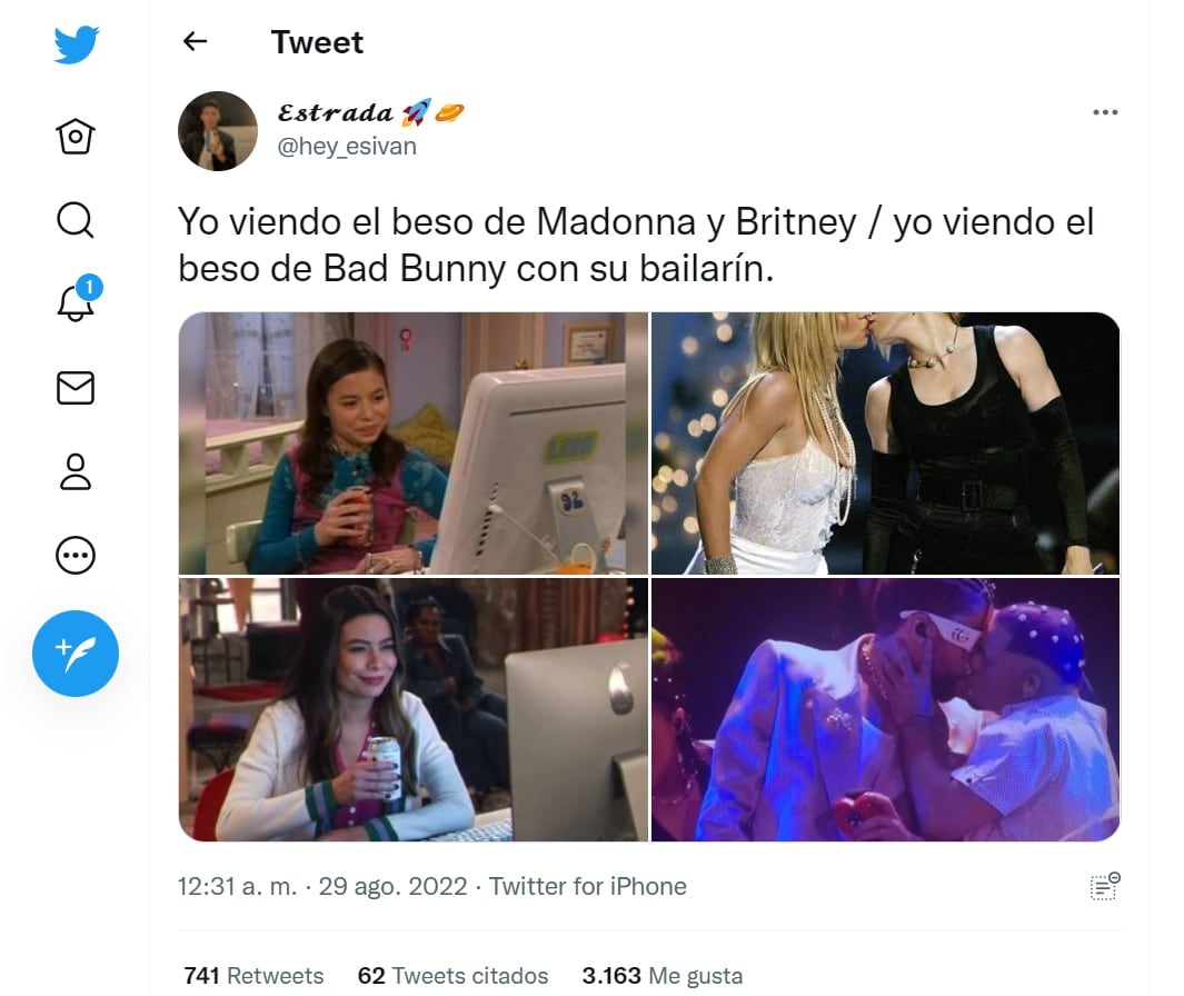 El beso de Bad Bunny a un bailarín como el de Britney y Madonna en los VMA’s.